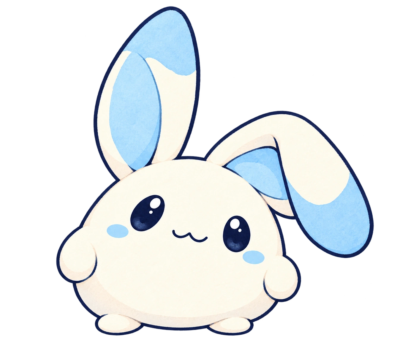 Mimoo, a little cream creature with enormous blue-tipped ears